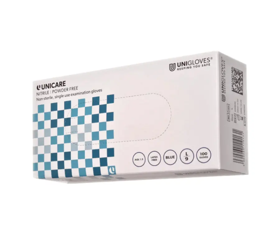 13729-rukavice nitrilove bezpudrove unicare l 100ks